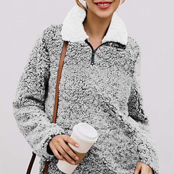 Mirol Jackets & Blazers - Mirol Sherpa Quarter Zip Pullover Fleece Sweater Top with Pockets NWT